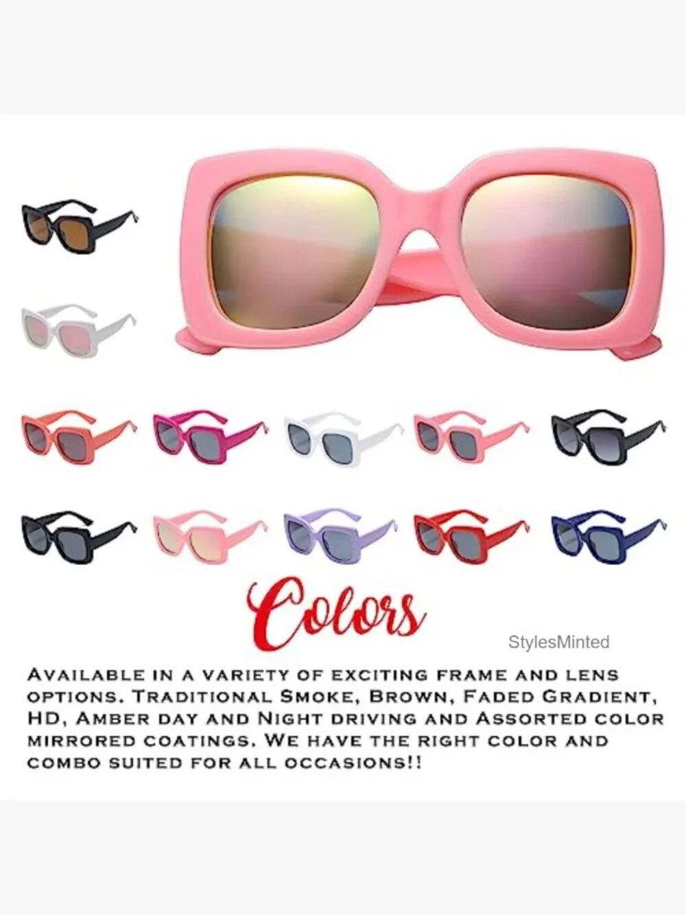 Girls Oversized Square Polarized Sunglasses BPA Free
